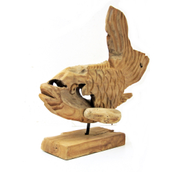 Dekoracja Ozdoba drewniana Ryba drewno tekowe 35x40cm